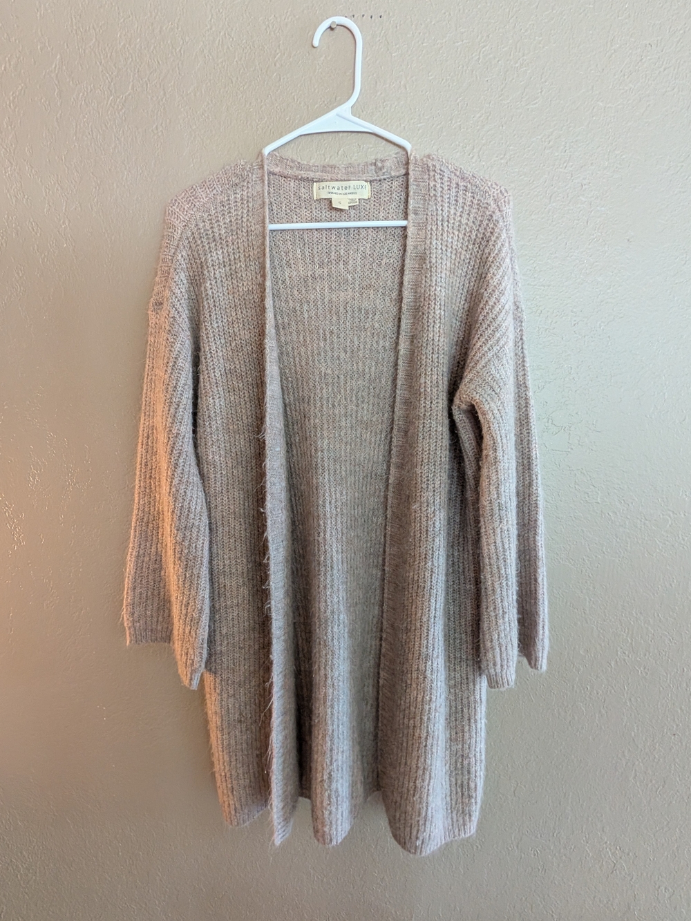 Saltwater LUXE Longline Open-Front Cardigan - Mushroom Mauve